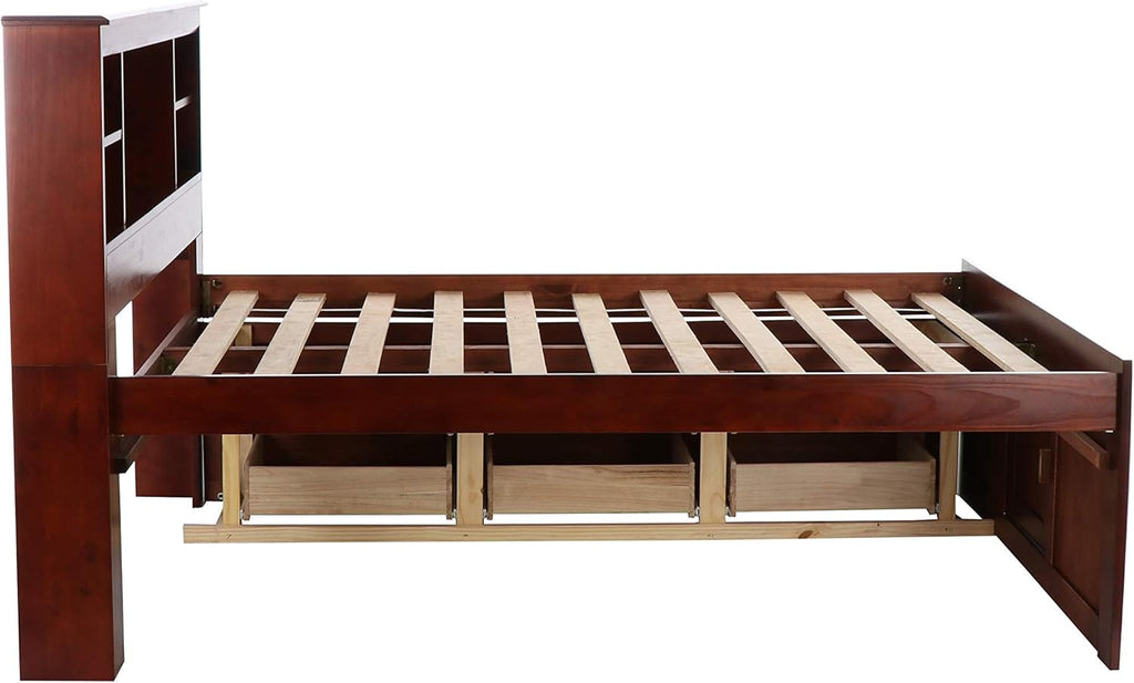 Discovery World Furniture Full Bookcase Bed with 6 Drawers Merlot D74380