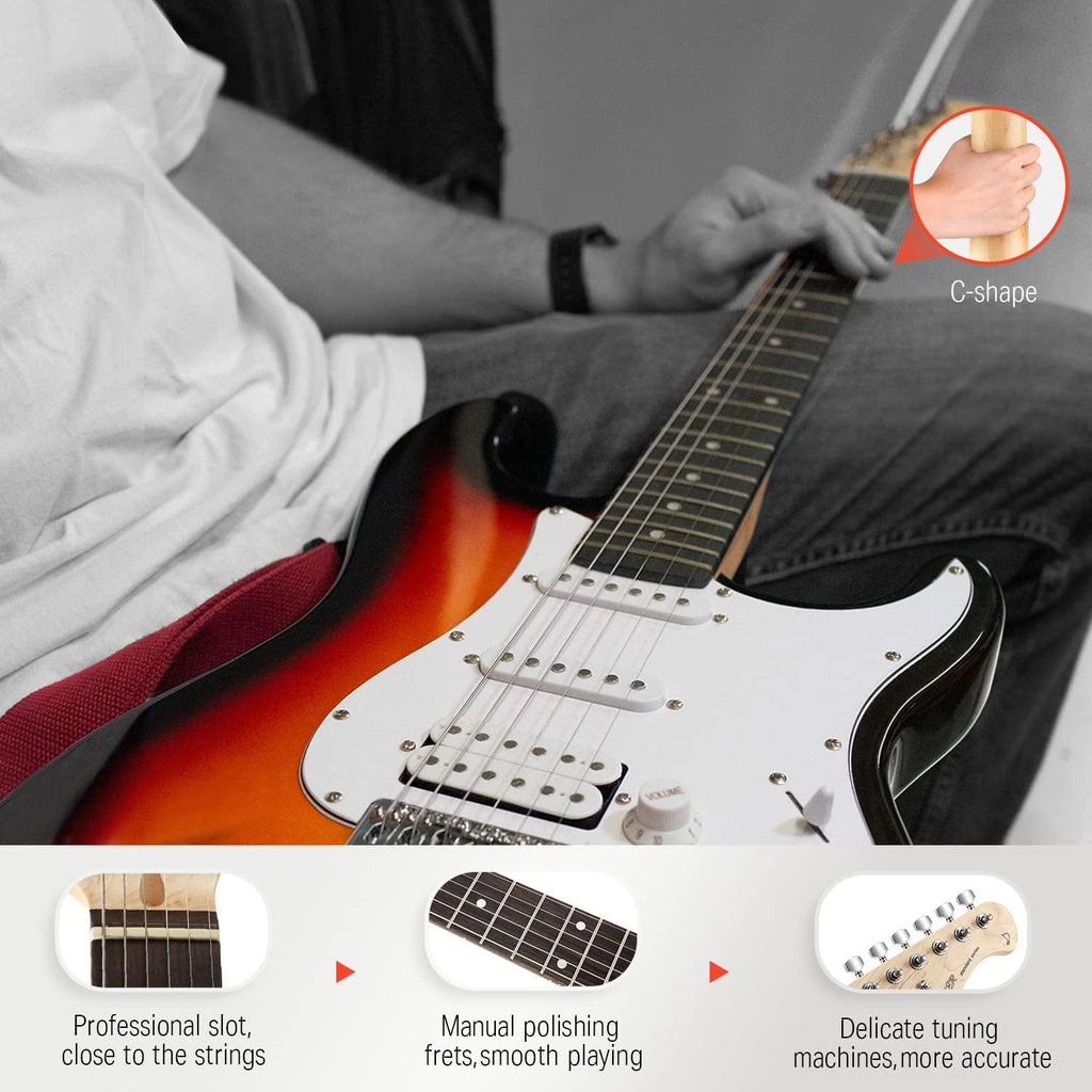 Donner DST-100S 39 Inch Full Size Electric Guitar Kit with Audio Interface I41837