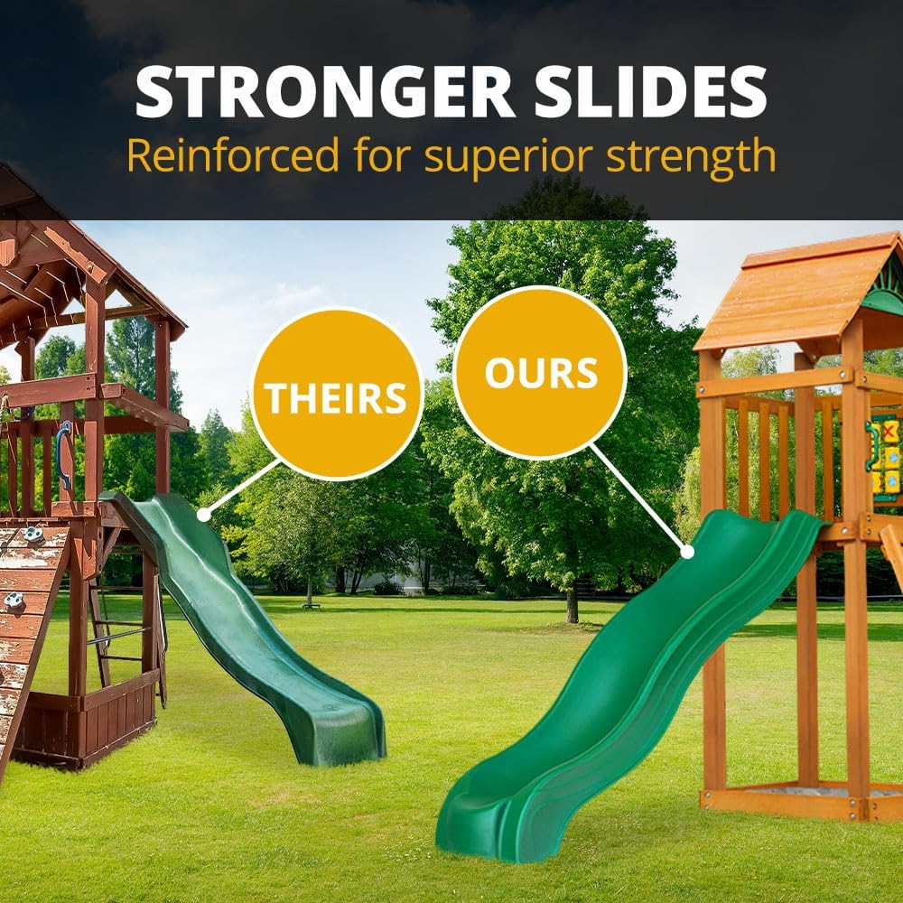Gorilla Playsets Avalon Wooden Swing Set with Canopy, Climbing Wall and Slide K2120