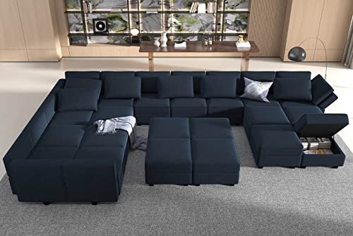 Belffin Oversized Modular Sectional Sofa with Double Chaises and Storage F17277