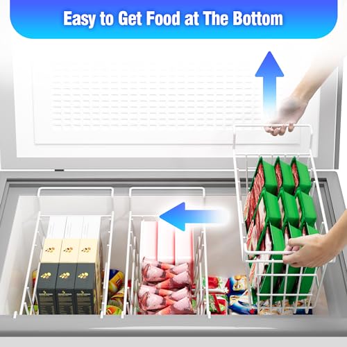 17.5 Inch Metal Wire Freezer Bins 2Pack with Hanging Handles G949