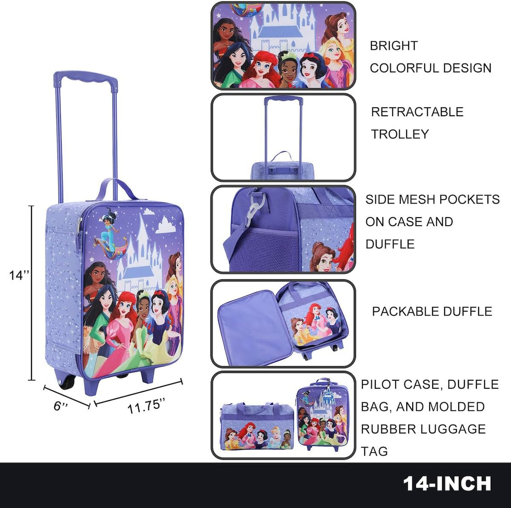 Bioworld Disney Princess Castle 3-Piece Youth Duffle Bag Travel Set S16292