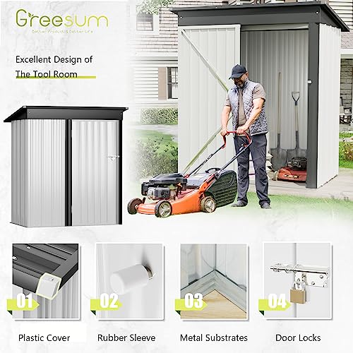 Greesum Outdoor Storage Shed 6 x 8 ft Metal Garden Utility Tool Shed with Lock, Brown U409
