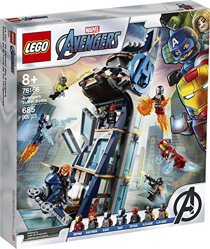 LEGO Marvel Avengers: Avengers Tower Battle 76166 Building Toy with Superhero Minifigures H708