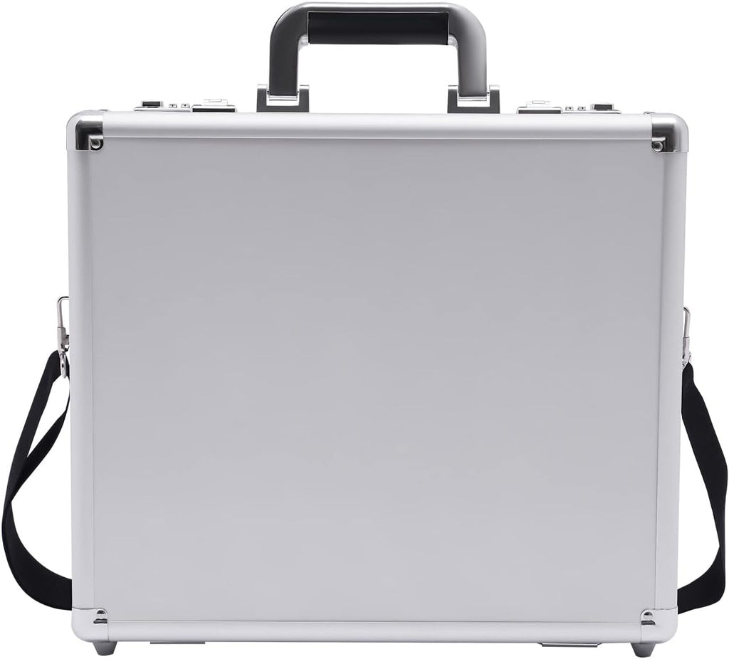 Aluminum Attache Case with Combination Lock, 15 x 13 x 4.3 Inch, Silver W584698
