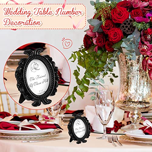 Vicenpal 20 Pieces Vintage Resin Picture Frames Antique Photo Frame Baroque Oval Mini Frame Table Top Display Black K3894