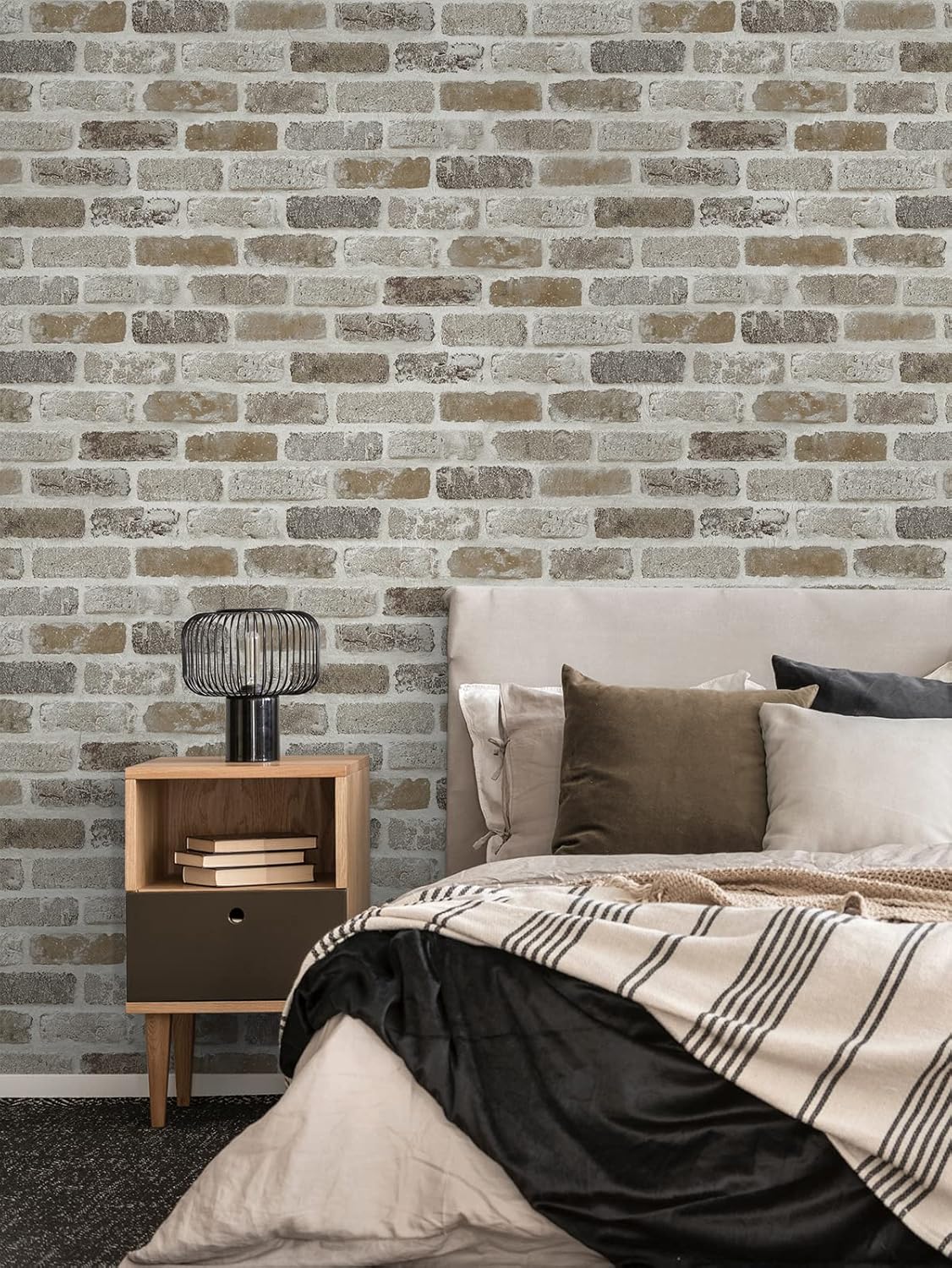 NextWall Washed Faux Brick Peel and Stick Wallpaper Q1139