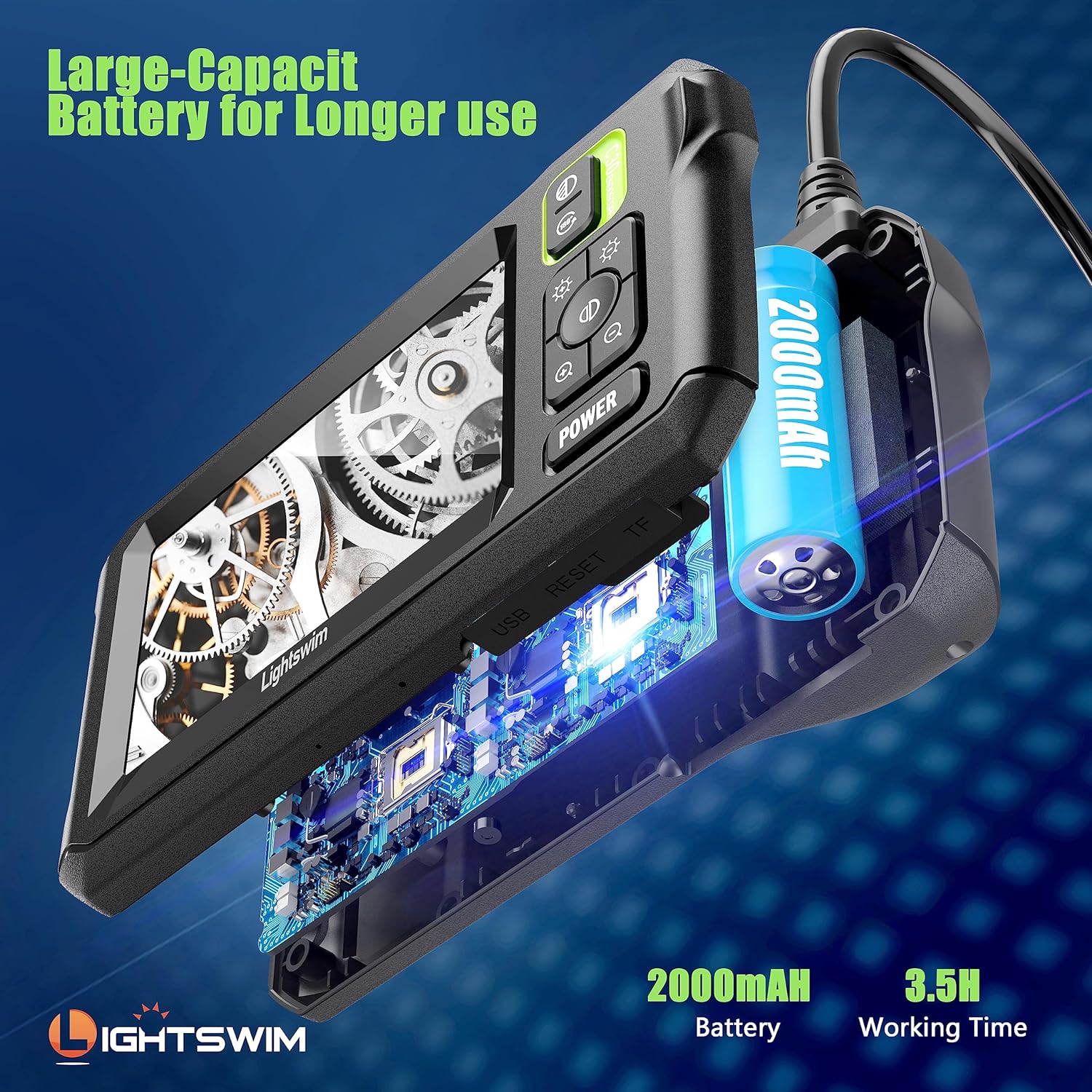 Industrial Endoscope Inspection Camera 4.3" IPS Borescope with 16.5FT Semi-Rigid Cable Q459956