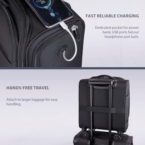 Verage Underseat Carry On Luggage with Wheels, 14.5 Inch Spinner Suitcase, Black V292