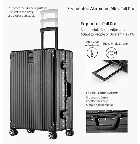 Aluminum Frame Hardside Luggage with Spinner Wheels and TSA Lock, 26 Inch, Rose Gold+White Z1667