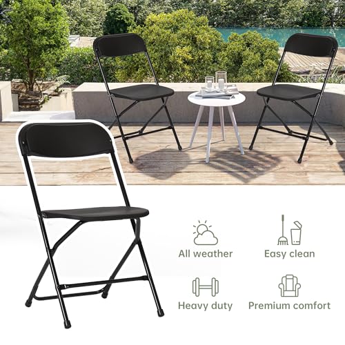 Plastic Folding Chair 10-Pack, Portable Commercial, 450 lb Capacity, White R613