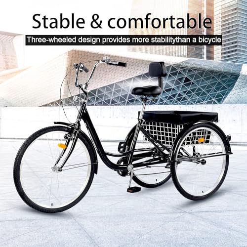 EMYJAY Adult Tricycle 24 Inch 3-Wheel Cruiser Bike with Large Basket M6284