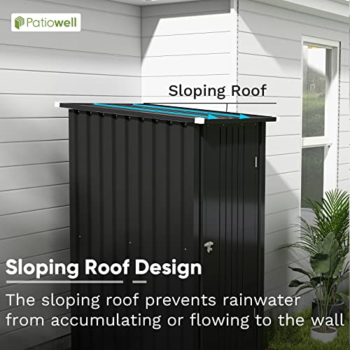 Patiowell 3 x 3 FT Outdoor Storage Shed with Sloping Roof, Grey F27529