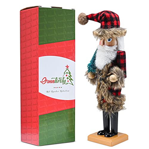 Ornativity Christmas Santa Nutcracker Red and Black Wooden Figure 15" S3008