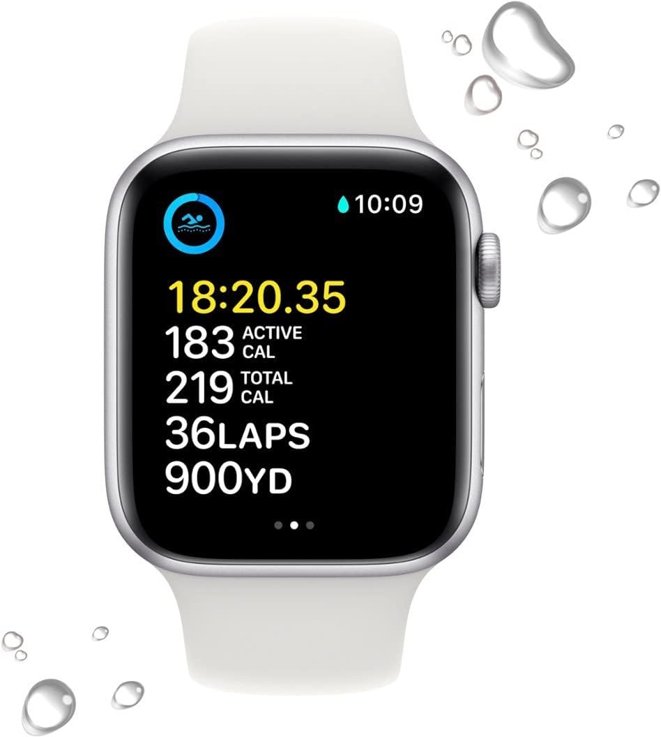 Apple Watch SE (2nd Gen) GPS + Cellular 40mm Silver Aluminum Case with White Sport Band (Renewed) U25903