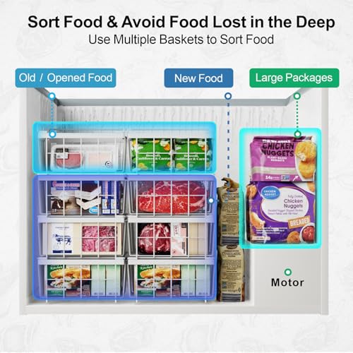 iSPECLE Freezer Organizer Bins 2 Pack, Expandable Stackable for Chest Freezer, Black R10570