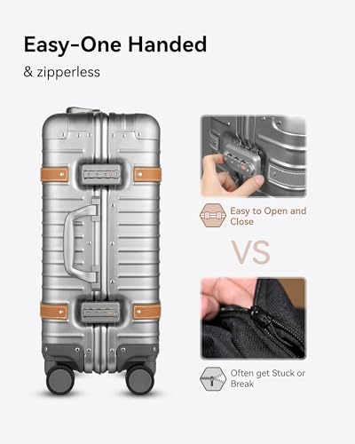 LUGGEX All Aluminum Carry On Luggage with TSA Lock, 20 Inch E1229