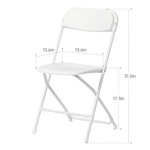 Plastic Folding Chair 10-Pack, Portable Commercial, 450 lb Capacity, White R613