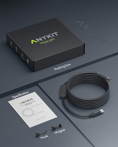 Anykit 1080P HD Dual Lens Endoscope Camera with 8 LED Lights, 16.5ft Semi-Rigid Snake Camera H9256