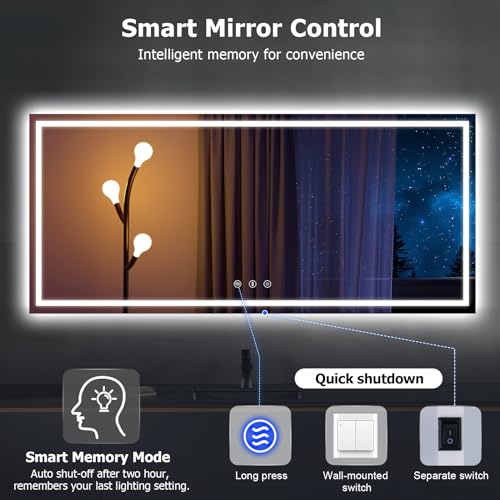 YOLEO 40x36 LED Bathroom Mirror with Front and Backlit, Anti-Fog, Dimmable N615
