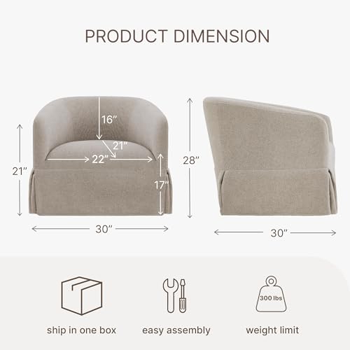 Swivel Accent Chair Set of 2, 360 Degree Linen Fabric Armchair, Cream White Q4822