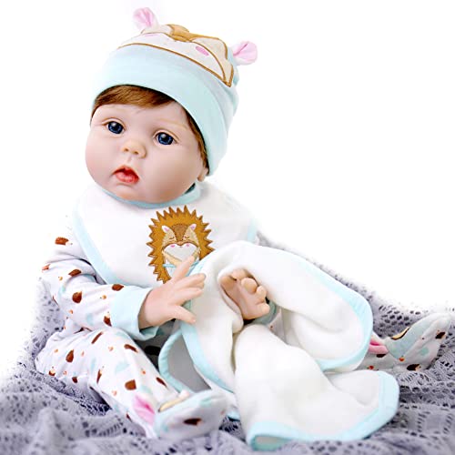 Aori Reborn Baby Dolls Boy 22 Inch Realistic Newborn Doll with Teddy Toy Q5061