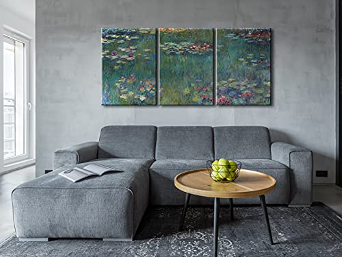 Wieco Art 3 Panels Framed Canvas Wall Art Water Lilies by Claude Monet O771680