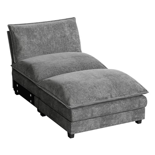 Homall 119" Modular Sectional Sofa with Reversible Ottoman, Light Grey V97154