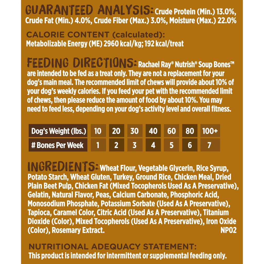 Rachael Ray Nutrish Soup Bones Dog Chews with Real Turkey & Rice O475080