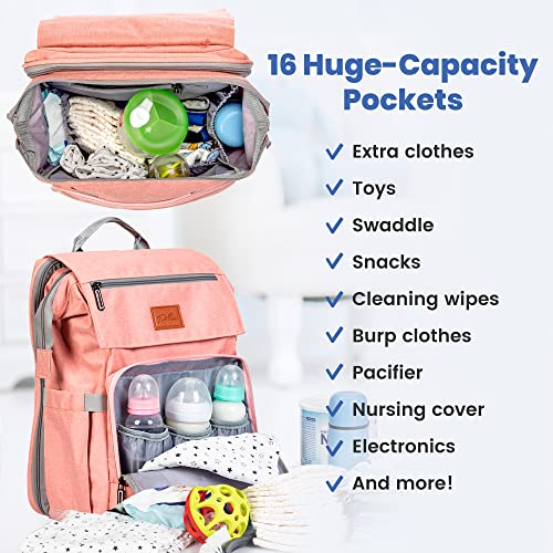 PILLANI Baby Diaper Bag Backpack with Changing Pad, Gray A828