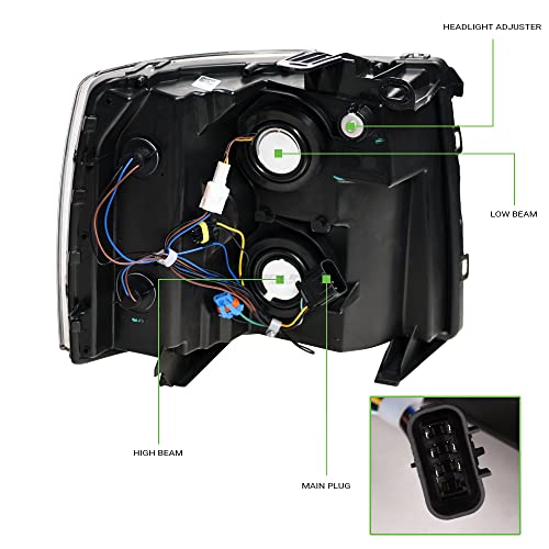 Compatible With Chevy Silverado 1500/2500/3500 HD Switchback Sequential LED Headlights Black Housing A769