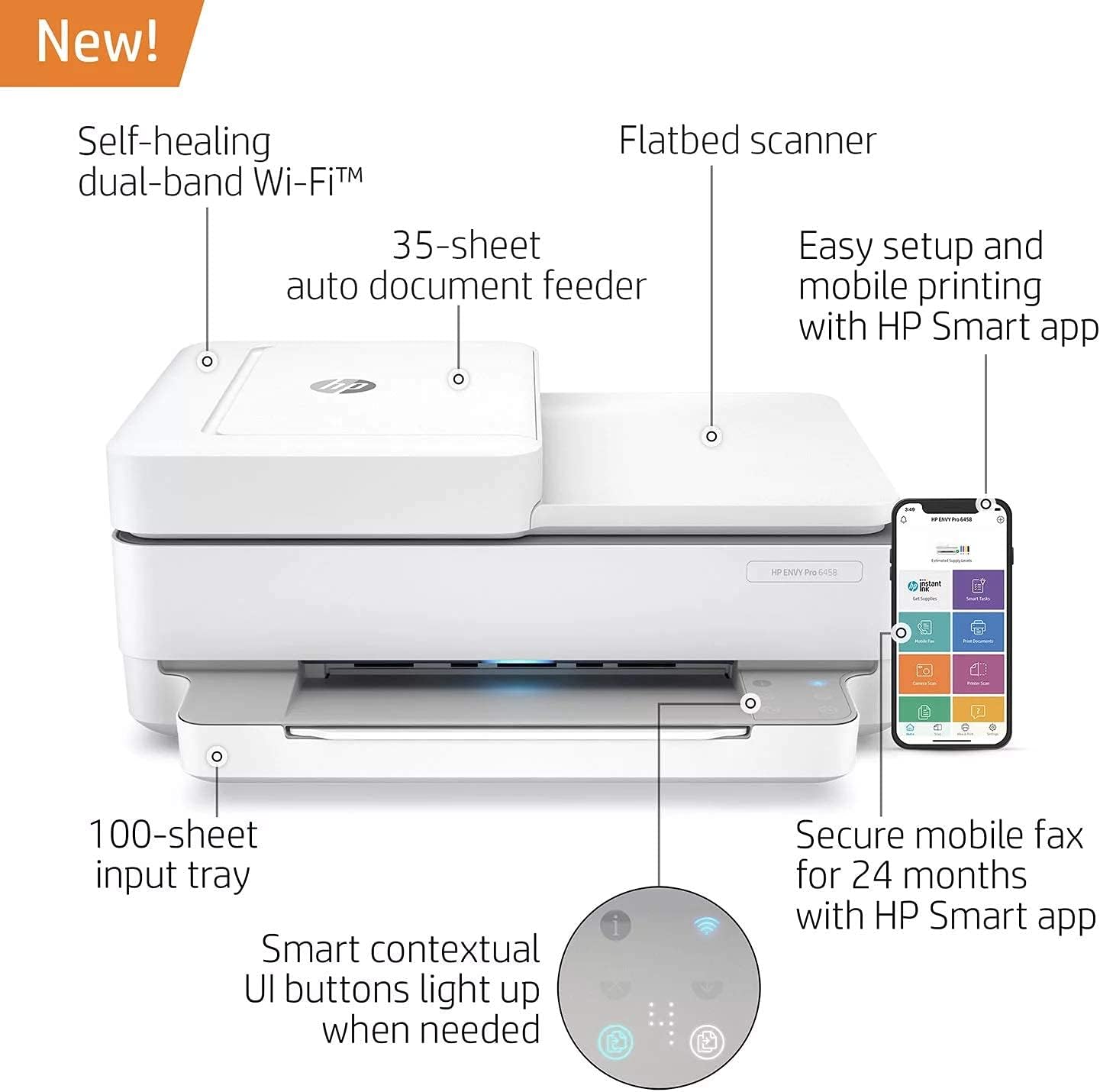 HP Envy Pro 6458 All-in-One Wireless Printer (Renewed) D827