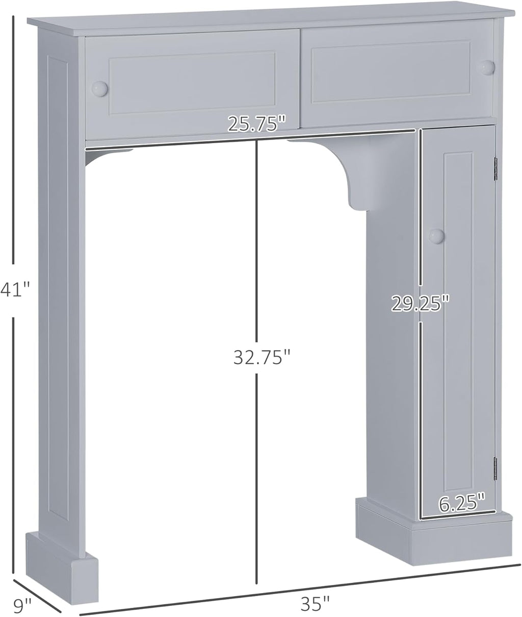 HOMCOM Over The Toilet Bathroom Cabinet, Freestanding Storage, Gray M949