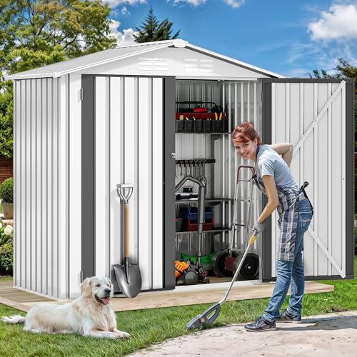 DWVO 6x4ft Metal Storage Shed for Outdoors, Dark Gray T6985