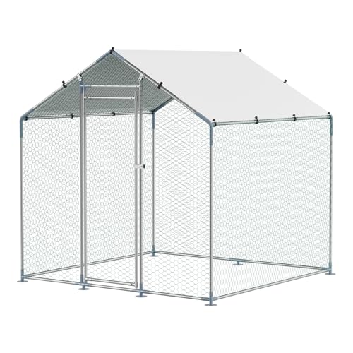 VEVOR Large Metal Chicken Coop with Run, Walk-in Outdoor Poultry Pen W388