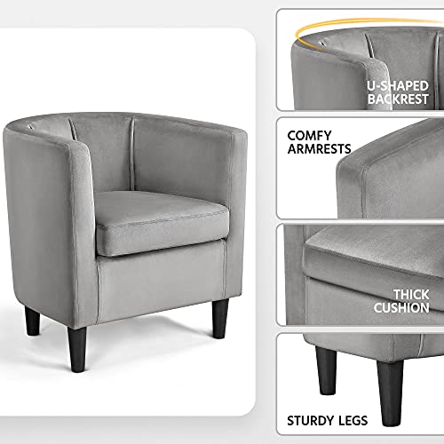 Yaheetech Velvet Accent Chair, Modern Upholstered Barrel Chair, Olive Green J55628