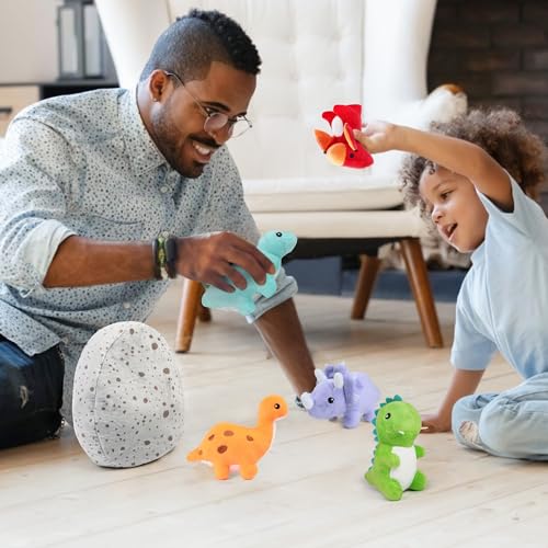 BenBen Dinosaur Stuffed Animals 5 Pack Plush Dolls with Egg Bag Toy Set N8865