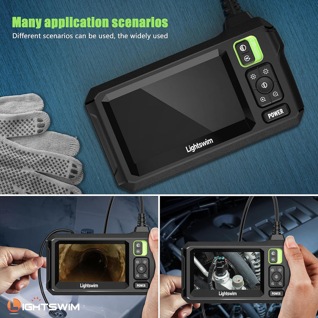 Industrial Endoscope Inspection Camera 4.3" IPS Borescope with 16.5FT Semi-Rigid Cable Q459956