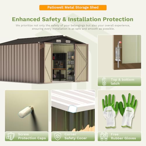 Patiowell 5x3 FT Outdoor Storage Shed with Sloping Roof and Lockable Door, Brown L4971