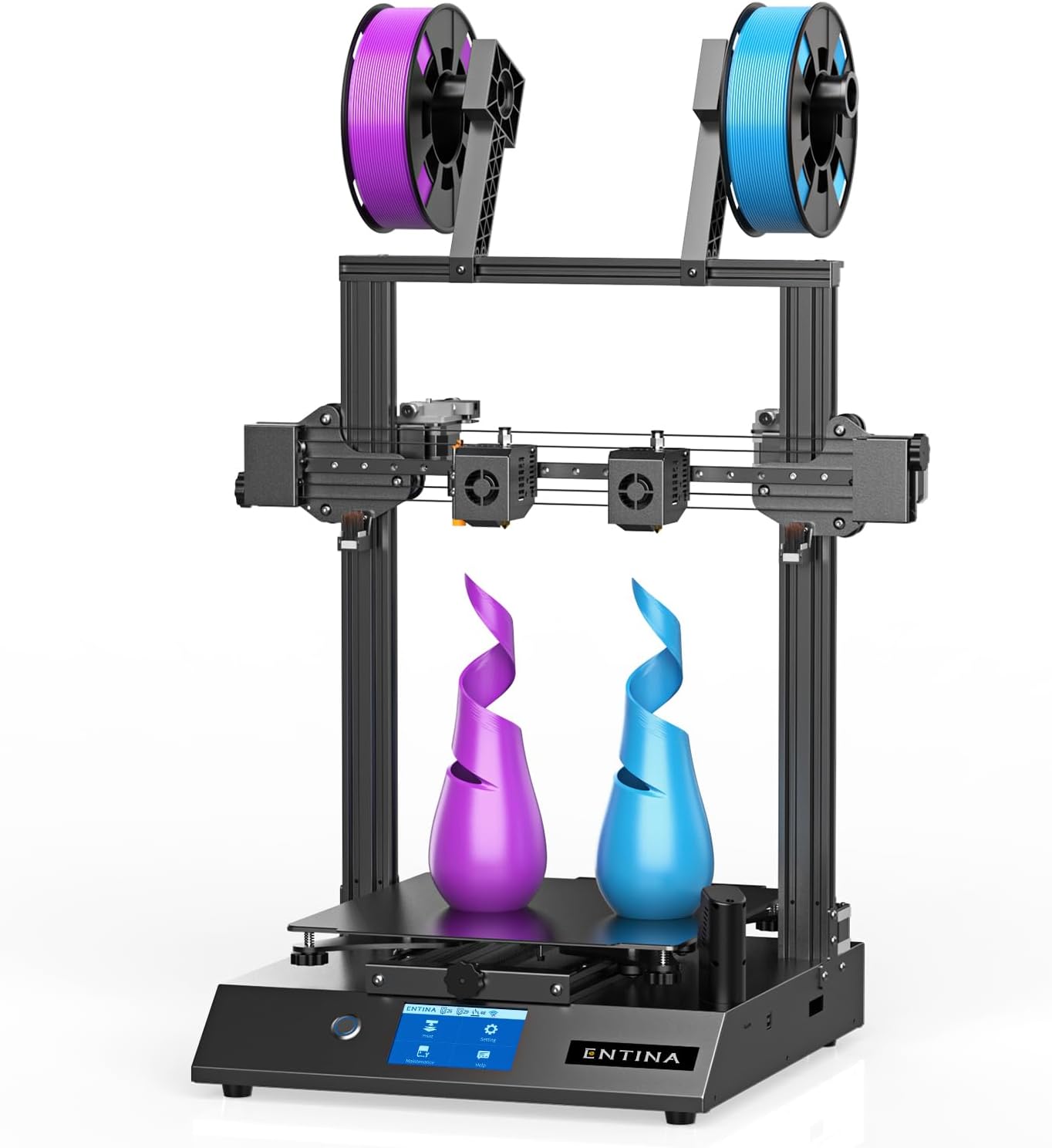 Entina X40 V3 IDEX 3D Printer, Independent Dual Extruder 3D Printer with 295° High Temperature Nozzles,32-bit Silent Motherboard, 4.3" Touch Screen, Built-in Camera, Wi-Fi Printing 300x300x400mm