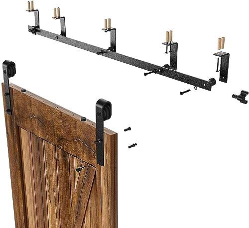 14FT Ceiling Mount Sliding Barn Door Hardware Kit for 42" Double Wood Door Q734445