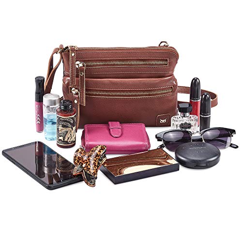 Wise Owl Accessories Small Crossbody Sling Bag Real Leather Purse for Women T546