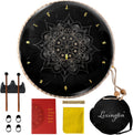 Lexington Steel Tongue Drum Kit C Major with Lotus Pattern, 13 Notes 12 Inches Percussion Instrument, Hand Pan Drums with Music Book, Drum Mallets and Carry Bag, Black