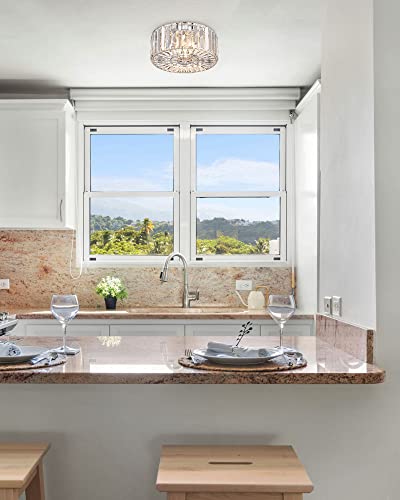 Crystal Ceiling Light Modern 2-Light Chrome Flush Mount SF004-2-CH G10718