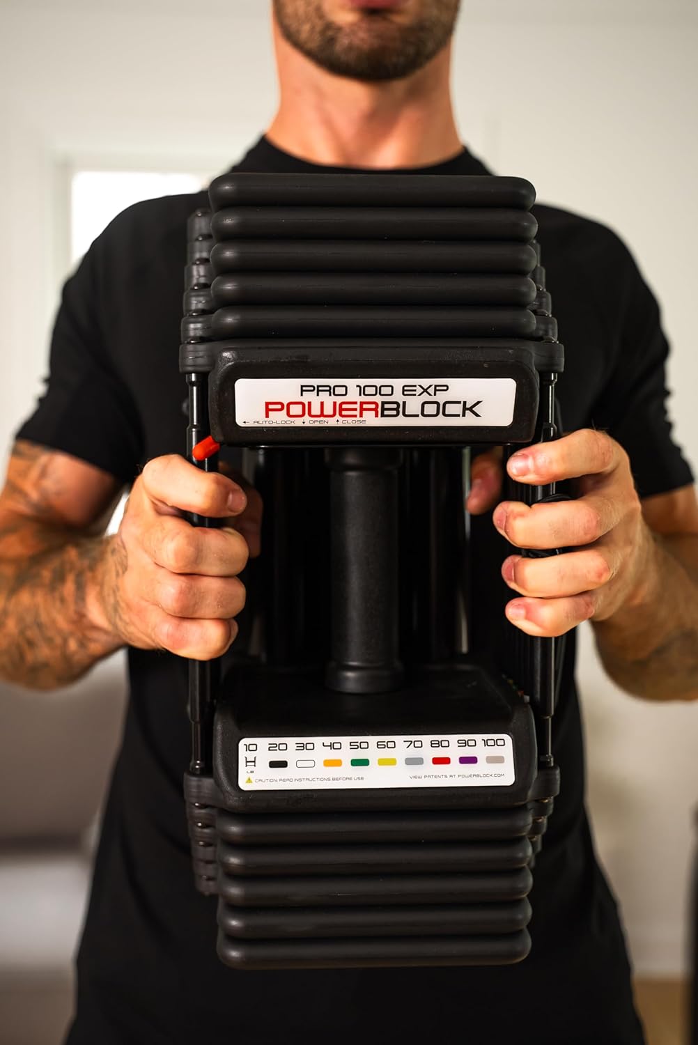 PowerBlock Pro 100 Adjustable Dumbbell, Single 5-100 lb, Steel Build S4215