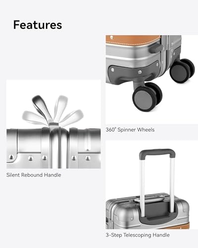 LUGGEX All Aluminum Carry On Luggage with TSA Lock, 20 Inch E1229