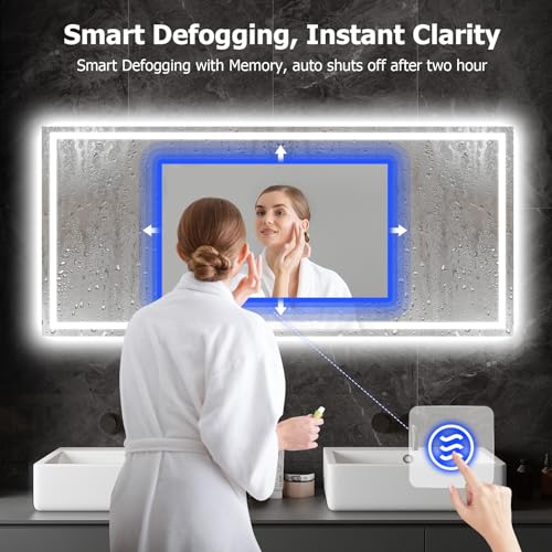 YOLEO 40x36 LED Bathroom Mirror with Front and Backlit, Anti-Fog, Dimmable N615