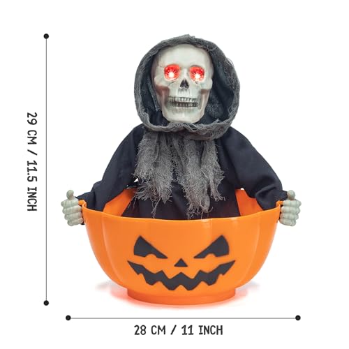ITART Halloween Candy Bowl Grim Reaper Animated Candy Dish with Sound and Movement L164402