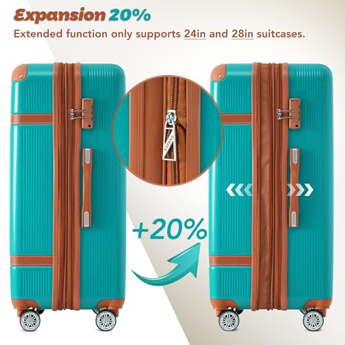 Merax Luggage Set Hard Shell Suitcase with Spinner Wheels, TSA Lock, Blue Z567