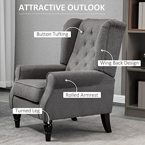 HOMCOM Mid-Century Modern High Wingback Accent Chair with Wood Legs, Dark Brown V59069